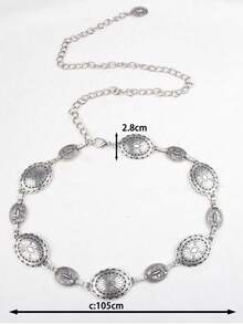 Hershine Women's Western Metal Conch Belt Cowboy Dress Chain Belt Cowboy Country Concert Clothing Accessories Waist Chain Fall, Autumn, Halloween,Daily Use Halloween Summer, School Fall, Autumn, Halloween - Silver - View 2