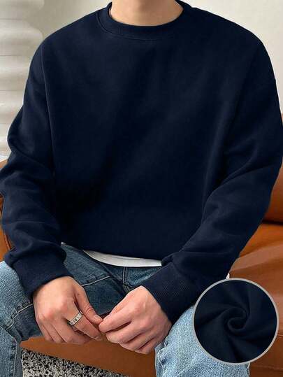 1 قطعة كنزة صوفية بولوفر خارجية بسيطة وكلاسيكية للأولاد/المراهقين، محبوكة، مناسبة للخريف والشتاء