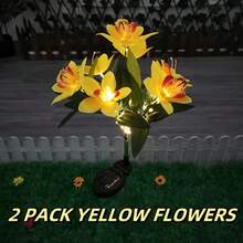 1/2/4PCS Solar Lights Outdoor Garden Decor - Upgraded Solar Garden Lights With 7 Powered Orchid Lights, Solar Outdoor Lights Solar Decorative Lights For Garden, Patio, Yard, Gifts For Mother(Pink, White, Orange, Yellow, Red, Purple) - 蘭花 - 查看 16
