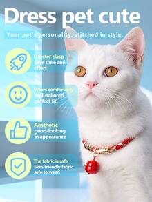 1pc Stylish & Elegant Exotic Floral Pattern Hollow Ring Decor Pendant Necklace With Bell Design For Small Cats, Adjustable