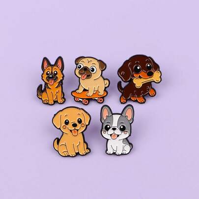 1pc Cute Dog Enamel Lapel Pin - Adorable Badge For Backpacks And Clothing Halloween Accessories Teachers Day Jewelry Costume Accessories Bag Charms Office Accessories Christmas Gift