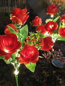 1/2/4PCS 7 Heads Solar Rose Flower Lights, Outdoor Garden Decoration, Ground Plug Lawn Lights, LED Simulation Flower Lights, Solar Decorative Lights For Patio, Yard, Landscape, Pathway, Lawn, Sidewalks(Pink, White, Blue, Yellow, Red, Purple) - 7 Large Royal Roses - View 5