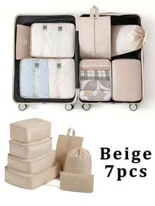 7/8/9/10pcs Travel Packing Cubes, Compression Organizer Bags, Luggage Organizer, Clothing Storage Bags Set, Includes: Cosmetic Bag, Waterproof Multi-Function Organizer, Garment Bag, Holiday Travel Essentials, Shoe Bag, Foldable Storage Box, Collapsible Underwear & Socks Organizer, Travel Packing Cubes, Luggage Organizer