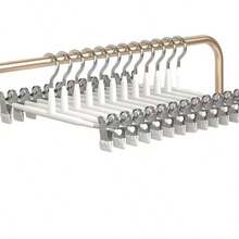 5pcs Non-Slip Coated Pant Rack, Stainless Steel Trouser Hanger, Drying Pant Organizer, Thickened Multi-Function Pant Clips, Wardrobe Storage, White - Regular Size - White - View 7