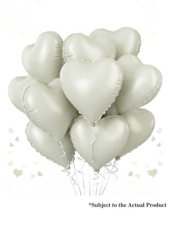 1/5/10pcs 18-Inch Cream Heart-Shaped Foil Balloons, Suitable For Birthday Party, Wedding, Baby Shower, Valentine's Day And Mother's Day Decorations, Room Decor (Balloons Only, No Strings)