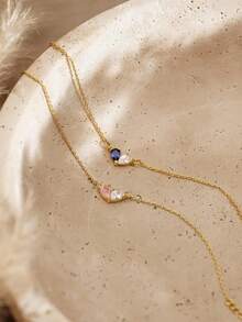 1pc Custom Heart Birthstone Bracelet, Two Birthstone Bracelet, Mother And Daughter Bracelet, Anniversary Gift, Gift For Mom, Mother's Day Gift - Multicolor - View 8