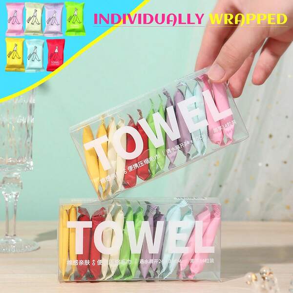 Toallas comprimidas desechables - Toallas faciales de gran tamaño, ultra absorbentes y portátiles para viajes, reutilizables de algodón para acampar al aire libre, hotel, gimnasio y uso diario