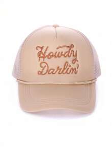 1pc Y2K Style Women Embroidered Dailin Drawstring Mesh Baseball Cap, Adjustable Outdoor Sun Protection Casual Hat Suitable For Spring, Autumn, Travel, Beach, Also Suitable For Young Men