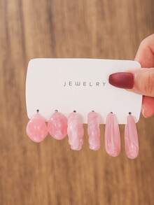 3-24 Pairs Elegant Resin Water Drop C-Shaped Asymmetric Geometric Earrings Set, Fashion Colorful Earrings, Suitable For Women, Party Wear, Perfect Gift For Girlfriend, Mom