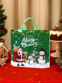 25/50pcs Christmas Handheld Gift Packaging Bag, Christmas Holiday Gift Packages, Hand-Held Bags, Plastic Packaging, Christmas Green Cute Santa Claus Snowman Pattern Gift Packaging Handheld Bag, Merry Christmas Gift Bag, Festive Christmas Eve Souvenirs, Green Plastic Christmas Gift Bags, Holiday Tote Bags, Suitable For Gifts, Shopping, And Party Favors, Perfect For Christmas, New Year, And Other Festive Occasions, 2026 New Year Gift