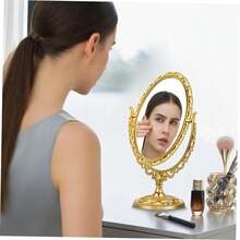 Oval Makeup Mirror With Double-Sided Vintage Vanity Mirror, Featuring A Rotating Vanity Mirror Stand. Ideal For Makeup Application, Girls, Women, Beauty, And Spa Parties. This Adorable Princess-Style Oval Vanity Mirror Is The Perfect Accent For Any Tabletop. The Double-Sided Rotating Table Mirror With Stand Makes An Excellent Decorative Choice For A Girl's Room And A Festive Gift For Friends And Family During Halloween And Christmas.,Makeup,Cheap,Room Decor,Vanity,Travel,Bedroom,Makeup Accessories,Mirror,Vanity Mirror,Cheap,Stocking Stuffers,Makeup,Makeup Tools,Cheap Stuff,Gifts,Gifts For Women,Christmas Gifts - Multicolor - View 4