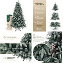 ESQUIMAL Árbol de Navidad Escarchado Frondoso Pino Navideño con Nieve Verde Nevado 220 cm - VerdeNevado - Ver 1