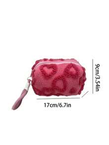 Honey Style Plush Makeup Bag Set - Hand Washable, Non-Polyester Cosmetic Pouch With Soft Lining Multifunctional Travel Organizer For Light Beige Care Products Lipstick Sanitary Items Blue Zipper Design Cute Pink Rose Red, Cute Makeup Pouch, Makeup Organizers And Storage, Makeup Bag For School, Monogrammed Makeup Bag, Makeup Kit Bag, School Essentials, Beauty Lovers, Students Organizer - Multicolor - View 11