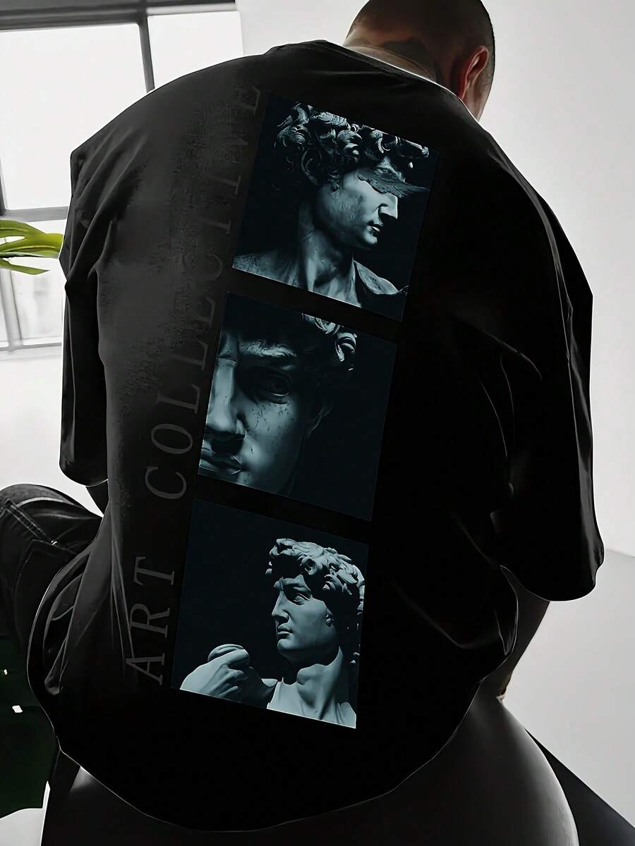 Stilvolles Herren--Shirt mit Druck KODJ - Schwarz - Übersicht 1