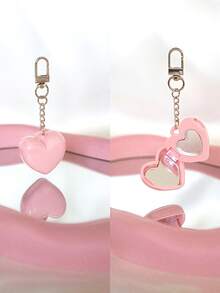 1个Y2K可爱甜美风DIY唇膏腮红膏固体彩妆容量0.4克小包装托盘，爱心镜盒二合一，心形包包挂饰钱包挂件钥匙扣配件包包挂件礼物心形钥匙链汽车配件老师朋友姐妹礼物创意 - 彩色 - 查看 16