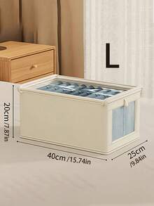2 piezas Cajas de almacenamiento plegables de tela beige, adecuadas para vaqueros, suéteres y otras prendas, cajas de almacenamiento decorativas para el armario, decoración de otoño, decoración del hogar, decoración del dormitorio - Beis - Ver 10