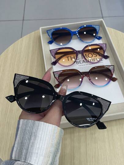 1 Pair Women's Multi-Color Cat Eye PC Frame Glitter Vintage Chic Costume Party Fashion Glasses