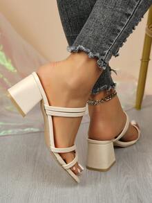 女士时尚系带凉鞋，性感简约优雅舒适百搭粗跟高跟设计