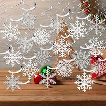 Winter Snowflake Hanging Swirl Decorations, White Silver Christmas Glitter Snowflake Hanging Swirls Ornaments Ceiling Streamers For Xmas Winter Wonderland Frozen New Year Birthday Party Supplies - Multicolor - View 4