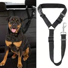 Car Dog & Cat Safety Restraint Belt (1 Black Piece): Durable Nylon Material + Metal Buckle, Adjustable Length For Different Pets, Protecting Pet Safety In Cars