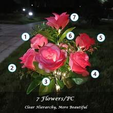 1/2/4PCS 7 Heads Solar Rose Flower Lights, Outdoor Garden Decoration, Ground Plug Lawn Lights, LED Simulation Flower Lights, Solar Decorative Lights For Patio, Yard, Landscape, Pathway, Lawn, Sidewalks(Pink, White, Blue, Yellow, Red, Purple) - 7 Large Royal Roses - View 9