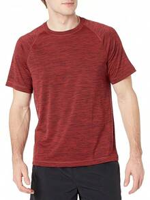 Essentials Men's UPF 50 Quick Dry Short Sleeve Swim Shirt - 紅色 - 查看 1
