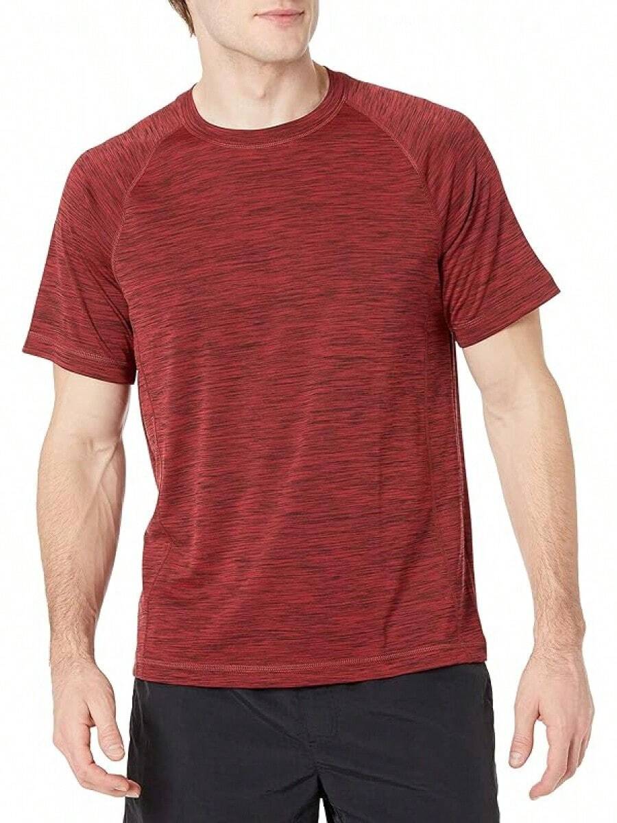Essentials Men's UPF 50 Quick Dry Short Sleeve Swim Shirt - 紅色 - 查看 1