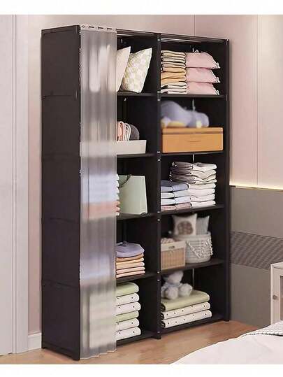 Armario portátil – Estante de ropa resistente | Armario a prueba de polvo | Organizador de almacenamiento de armario con cubierta de tela no tejida | Pequeño armario para dormitorio
