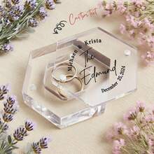 Custom Acrylic Clear Hexagon Ring Box, Personalized Engagement Wedding Ring Box Storage, Wedding Decoration, Bridal Gift - Multicolor - View 2
