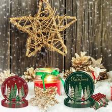 10pcs/20pcs/50pcs/Set,Christmas Party Paper Plate Tableware Suit, Disposable Xmas Party Plates And Napkins For Winter Snowflake Holiday Decoration,Red And Green Christmas Tree Disposable Tableware Including Dessert Plates,Cups And Napkins,Shine Claus Tree Plate For Winter Holidays Xmas Party Supplies - Multicolor - View 4