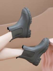Women's New Elastic Ankle Rain Boots, Mid-Calf Chelsea Rain Boots, Waterproof And Anti-Slip For Outdoor Wear