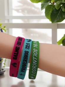 10pcs Christian Cross & Inspirational Slogan Silicone Bracelets Set, Suitable For Daily Wear & Gift - 10pcs Set Silicone Bracelet - View 11