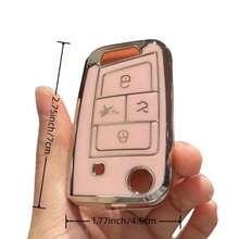 Key Fob Cover With Keychain For Accessories For Atlas For Golf For GTI For Jetta For Tiguan Car Key Case, Full Protection, 4 Buttons Christmas Gift - Multicolor - View 10