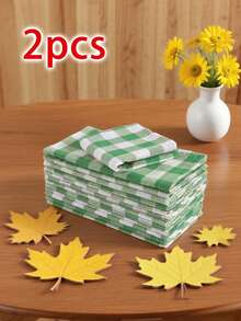 2/6/12/300pcs Elegant Plaid Napkins, Durable Polyester Thick Placemats, Reusable For Kitchen, Dining, Wedding Decor - Multicolor - View 16