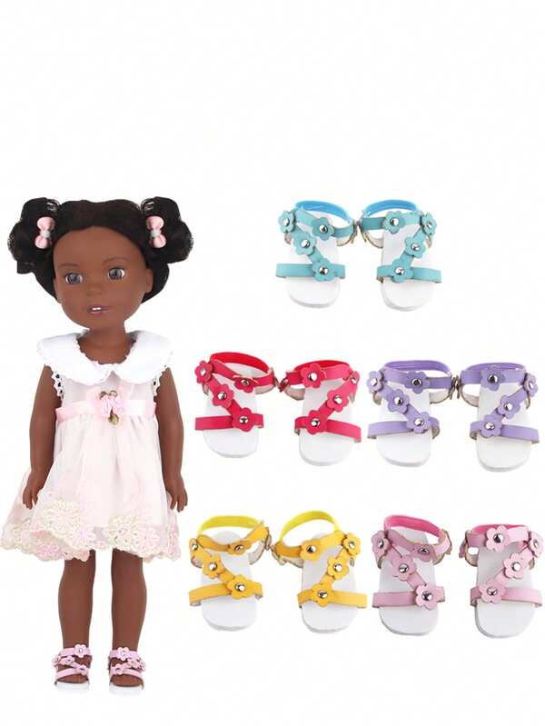 5cm Sandalias con flores, Zapatos de muñeca de verano mini adecuados para muñecas American Girl de 14 pulgadas, EXO, Paola Reina, Lisa, Rusas, Regalos de juguetes de muñecas Steam