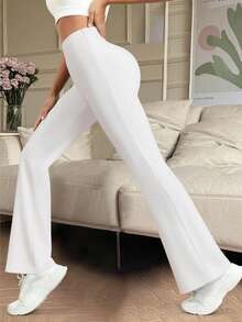 女士纯色喇叭腿打底裤，紧身打底裤，秋冬喇叭裤，适合跑步、休闲、高腰压缩瑜伽裤