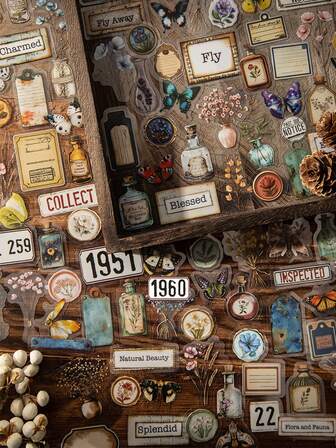 50 张/包复古花卉贴纸，PET 贴纸，适用于剪贴簿、日记、DIY 装饰、相册