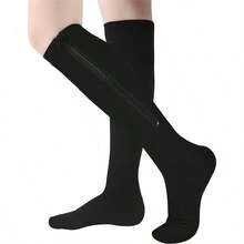 2 Pairs Zipper Compression Socks, 15-20mmHg Closed Toe Compression Knee High Socks, Unisex