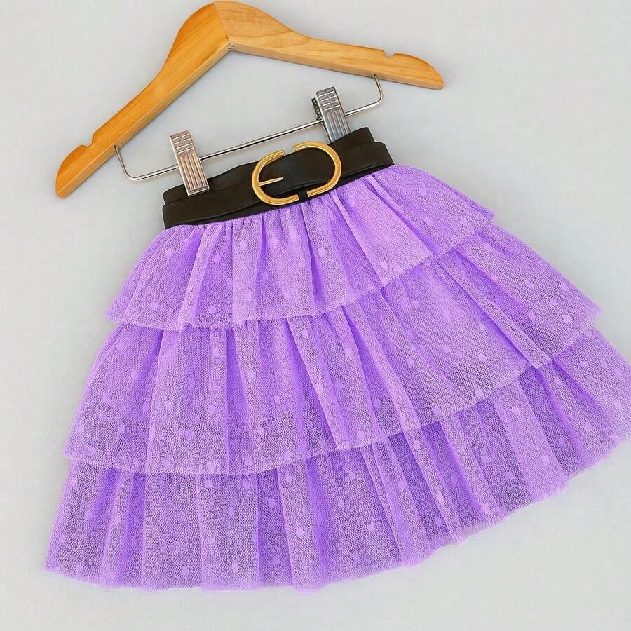 Children's Tulle Skirt With 3 Layers - 紫丁香色 - 查看 1