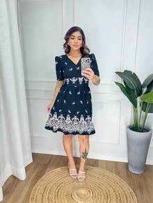 Short Midi Dress With Hem. Women's Fashion - 黑色 - 查看 4