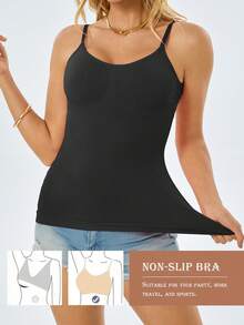 3-Piece Women's Vest Top With Built-In Chest Pads - Sleeveless Design, Suitable For Layering Or Wearing Alone, Suitable For Matching, Pure Color Women's Corset Top, Simple And Elegant Design, Smooth Shaping Vest - Nhiều màu - Xem 3