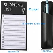 Magnetic Shopping List Notepad Fridge Magnet Memo Board, With Magnetic Pen Holder, Detachable Magnetic Notes, Minimalist Creative Line Magnetic Notepad For Shopping List And To-Do List (Pen Not Included)