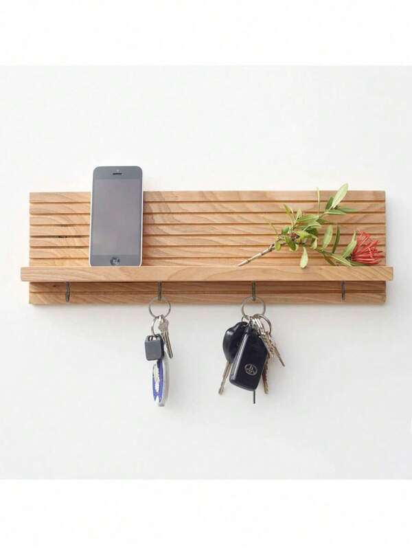 Perchero de llaves, organizador de entrada, soporte de llaves para pared, de mediados de siglo, estante flotante, estante con ganchos, regalo de boda, soporte de llaves de pared