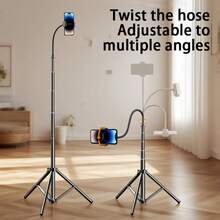 带手机支架的灵活鹅颈三脚架，便携式金属三脚架，适用于直播、视频博客、烹饪、健身、视频录制和观看，适合暑假、旅行、户外活动、直播、稳定录制假期旅行户外活动稳定录制 - 彩色 - 查看 1