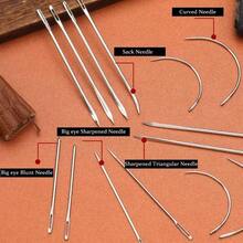 9 Pcs Heavy Duty Hand Sewing Needles Kit, Leather Sewing Needles With 5 Leather Hand Sewing Needle And 4 Curved Needle Home Upholstery, Leather Needles Hand Sewing, Carpet Canvas Repairu2026