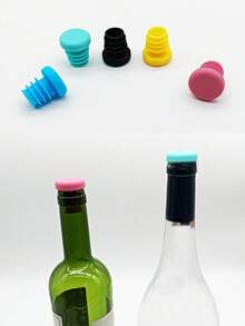 3 pièces Bouchon de bouteille et capuchon d'étanchéité en silicone. Bouchon d'étanchéité en silicone fileté robuste. Bouchon de bouteille de vin en silicone, bouchon de bouteille de vin rouge, bouchon de bouteille d'huile. Nécessités quotidiennes et domestiques