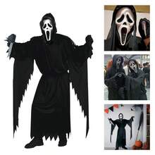 NetHong Kids Scream Ghost Face Cosplay Halloween Costume Death Fancy Dress &Mask&Knife - màu đen - Xem 6
