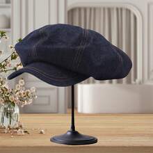 Women's Denim Berets Hats Fashionable Retro Solid Color Newsboy Caps For Daily Life And Vacation - 彩色 - 查看 2