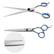 7" Professional Cat Dog Pet Grooming Scissors Shear Set Hair Cutting Curved Tool - 銀色 - 查看 4