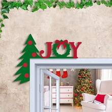 1 Piece Of Christmas Wooden Door Corner Decoration, Joyful Christmas And Christmas Tree Pendant, Suitable For Christmas Home Front Door Corner Pendant, Festive Party Decoration Pendant Home Decor Christmas Decorations Room Decor